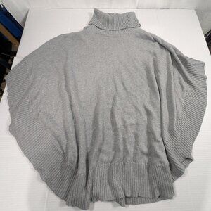 J Jll Heather Gray Cowl Neck Cotton Cashmere Blend Poncho M/L